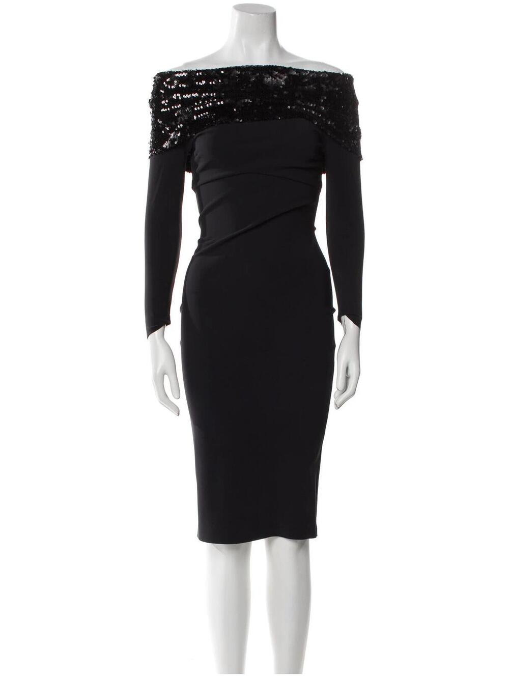 $750 NWT Chiara Boni La Petite Robe Lipikette Black Evening Dress Size 8